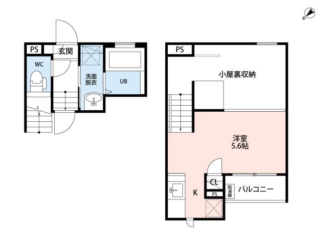 CB入間リーノ(1K/2階)の間取り写真