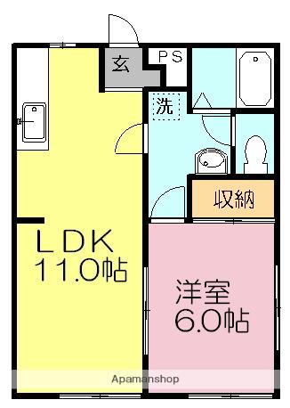 シャルムK(1LDK/1階)の間取り写真