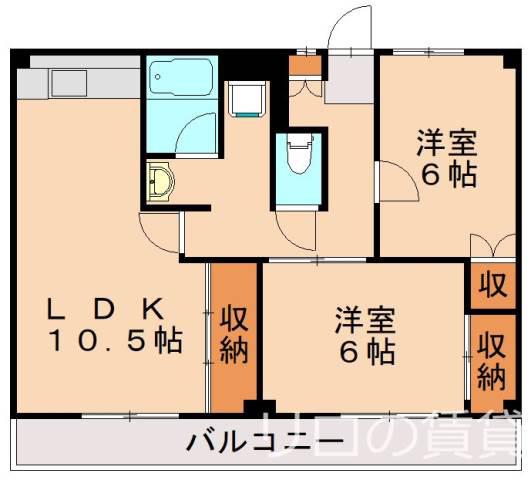 ビレッジハウス則松(2LDK/3階)の間取り写真