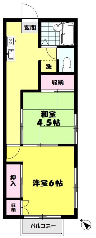 パームコート(2K/2階)の間取り写真