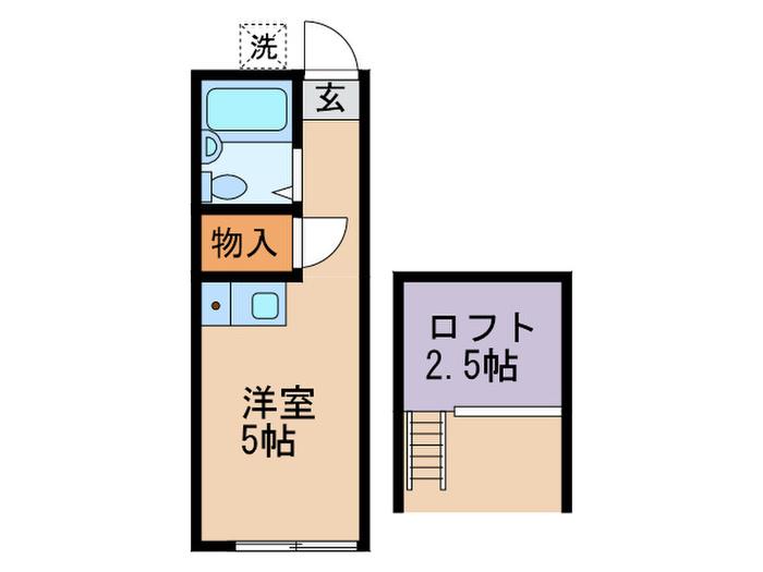 タマII(ワンルーム/1階)の間取り写真