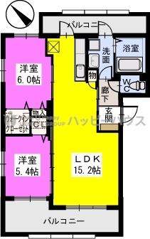 マテリアール(2LDK/3階)の間取り写真