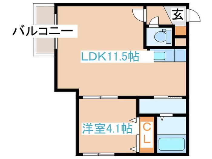 VILLA ORANGE MUM(1LDK/3階)の間取り写真