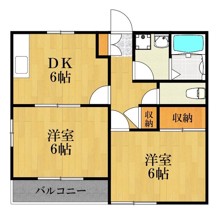 アティウスメゾンA(2DK/2階)の間取り写真