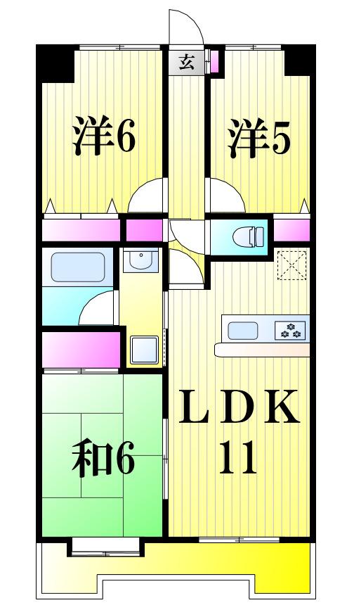 ライオンズプラザ北松戸(3LDK/8階)の間取り写真