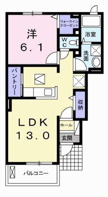 アルベロ・アズーリ(1LDK/1階)の間取り写真