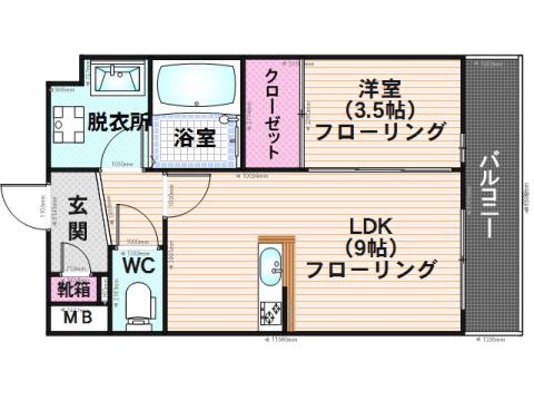 野間神田館(1LDK/2階)の間取り写真