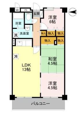 プレミール西宮(3LDK/2階)の間取り写真