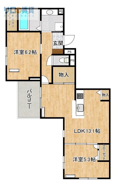 NIGAWA RESIDENCEII(2LDK/1階)の間取り写真