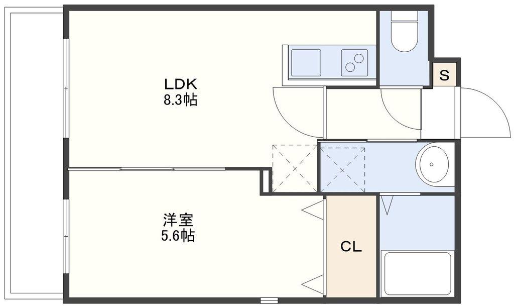 ファースト・ステージ戸町(1LDK/2階)の間取り写真