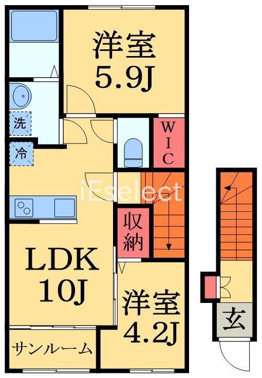 ソル・ルーベル(2LDK/2階)の間取り写真