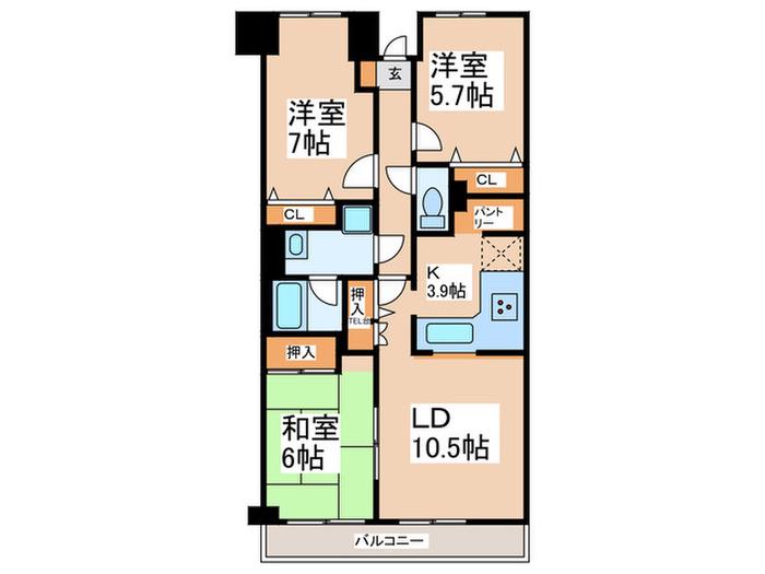 T´S GARDEN横浜岸根公園(3LDK/3階)の間取り写真