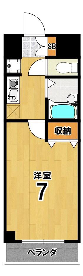 プランドール北白川(1K/2階)の間取り写真
