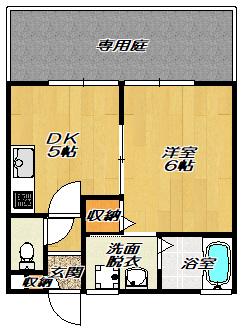 飯盛ハイツ(1DK/1階)の間取り写真