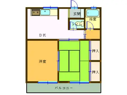 ハイツ泊(2DK/3階)の間取り写真