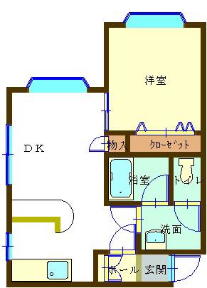 クレセントKII(1LDK/1階)の間取り写真