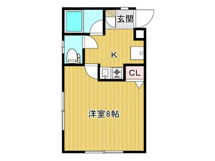 ハイツ学(1K/2階)の間取り写真