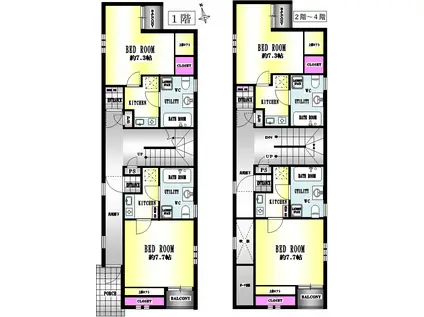 インフィニティ今池(1K/3階)の間取り写真