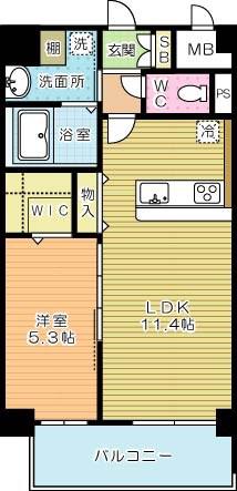 サンビーム三萩野駅前(1LDK/4階)の間取り写真