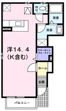 クラールエーリ(ワンルーム/1階)の間取り写真