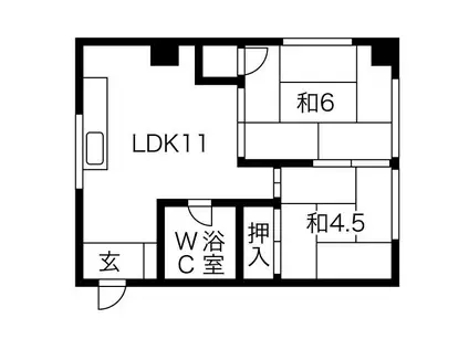 グランディーズ呼続(2LDK/4階)の間取り写真