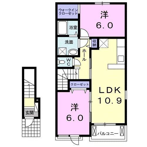 アンフルラージュ(2LDK/2階)の間取り写真