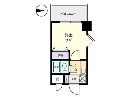 信開トピア足羽(1K/5階)の間取り写真