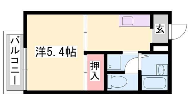 ヴィラカメリアA(1K/1階)の間取り写真
