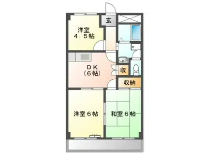 ファミール21(3DK/2階)の間取り写真