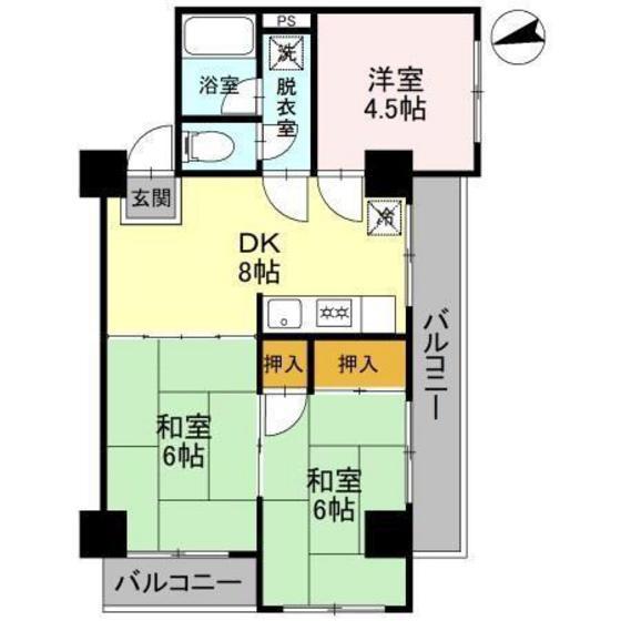 メゾンひまわり(3DK/5階)の間取り写真