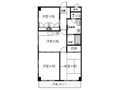 フローレンス(3DK/3階)の間取り写真