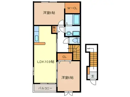 ウィン・アイランド(2LDK/1階)の間取り写真