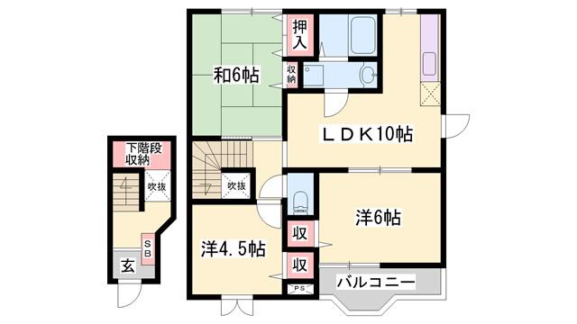 グローバル(3LDK/2階)の間取り写真