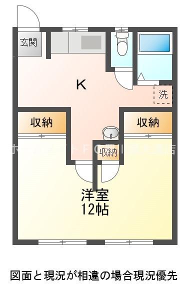 ソルテ川田 A(1K/1階)の間取り写真
