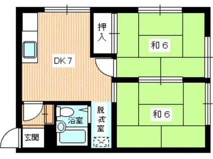 前勝谷ハイツ(2DK/1階)の間取り写真