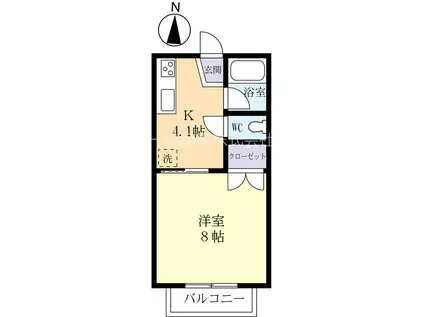 プラムハイツA(1K/1階)の間取り写真