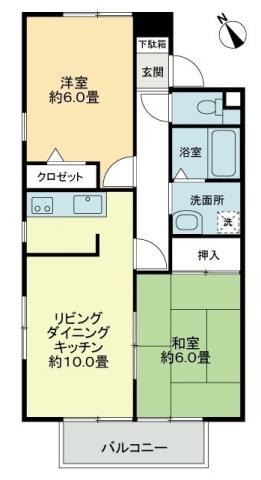 タートルハイツB(2LDK/2階)の間取り写真