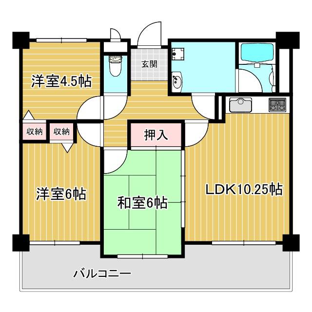 サウスレーベン小野(3LDK/8階)の間取り写真