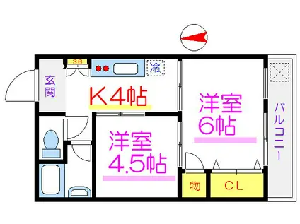 八広サンハイツ(2K/2階)の間取り写真