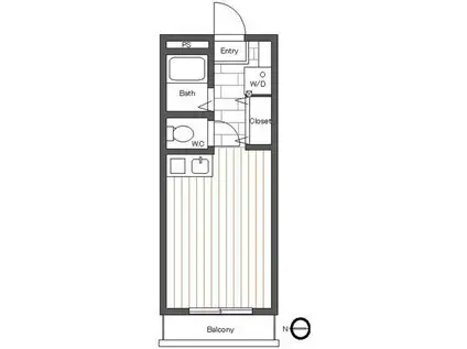 サンハイツすずの木(ワンルーム/2階)の間取り写真