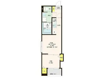 ハーモニーテラス切戸町II(1LDK/2階)の間取り写真