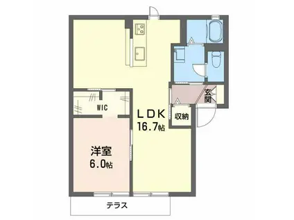 グリーンロード B(1LDK/1階)の間取り写真
