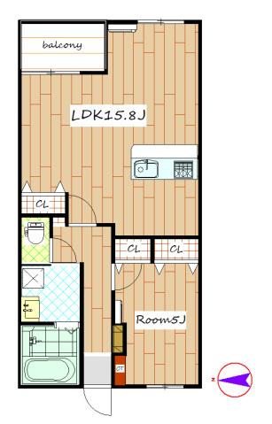 テクノランド(1LDK/2階)の間取り写真