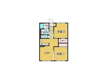 フリーフィールド(2LDK/2階)の間取り写真