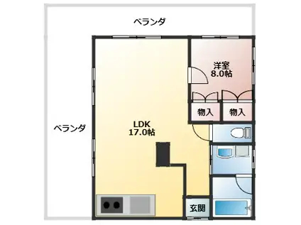 UTハウス(1LDK/2階)の間取り写真