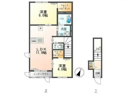 サングレイス(2LDK/2階)の間取り写真