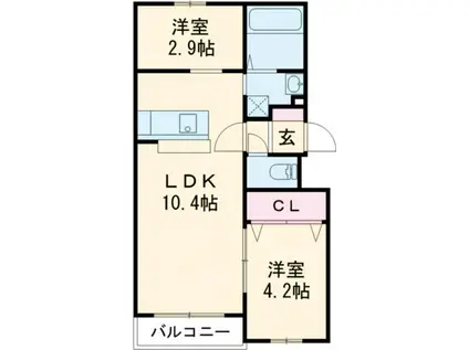 LIFEFIELDみやま(1SLDK/2階)の間取り写真