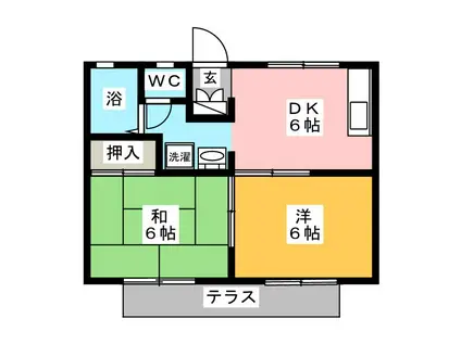 ホワイトパレスB棟(2DK/1階)の間取り写真