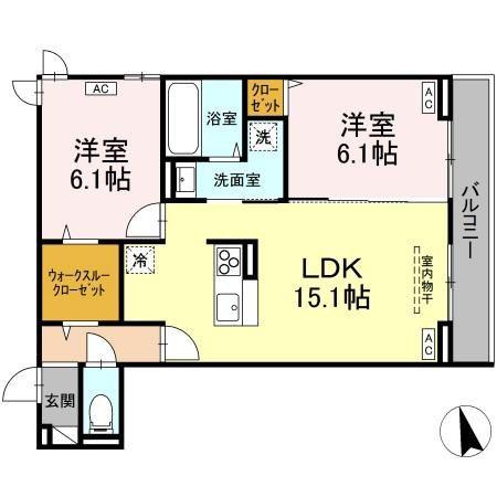 ORIENS(2LDK/3階)の間取り写真