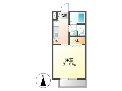 パークサイドビレッジ2番館(1K/1階)の間取り写真